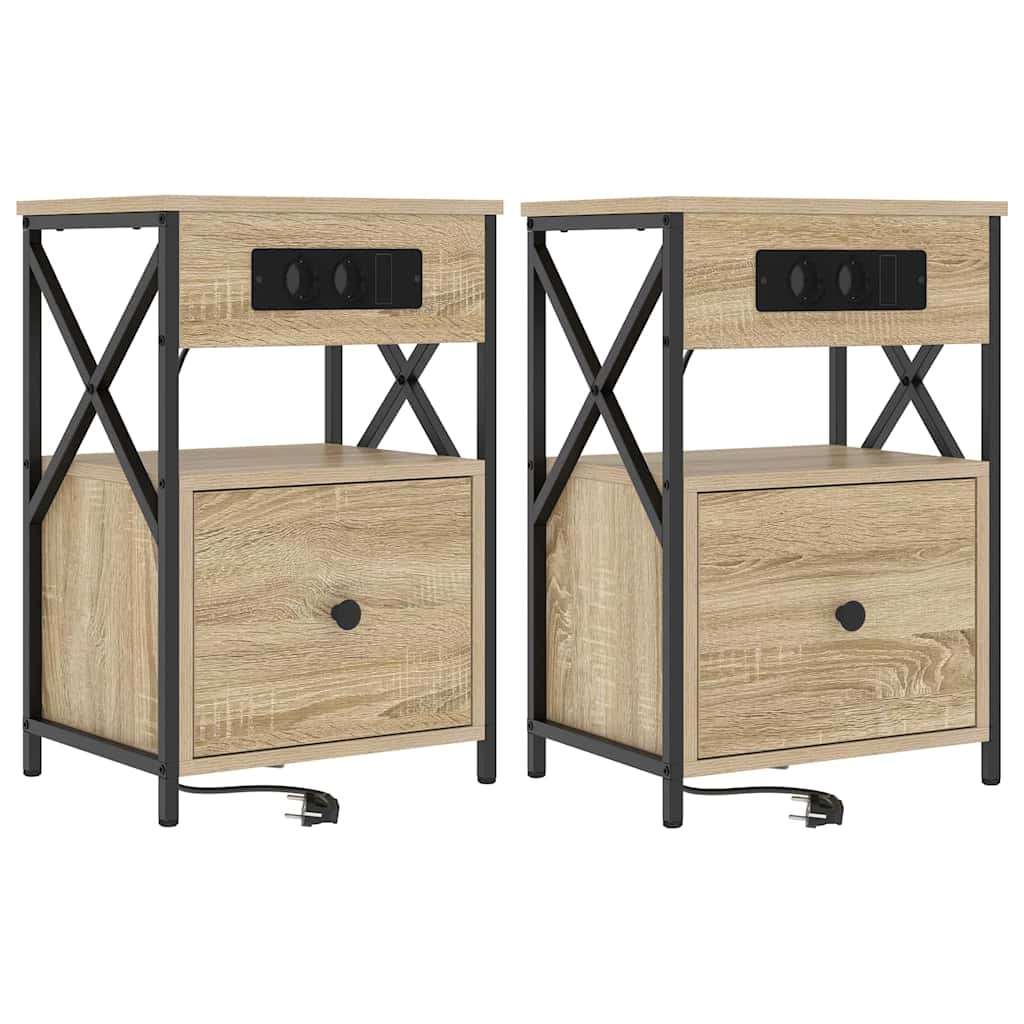 Κομοδίνο 2 pcs Δρύς Sonoma 40 x 31 x 60 εκ. Επεξεργασμένο ξύλο - Pakobazaar