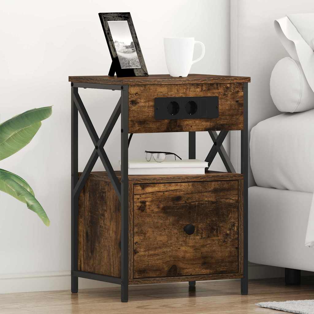 Κομοδίνο με συρτάρι 2 pcs Καπνιστό Δρύς 40 x 31 x 60 εκ. - Pakobazaar