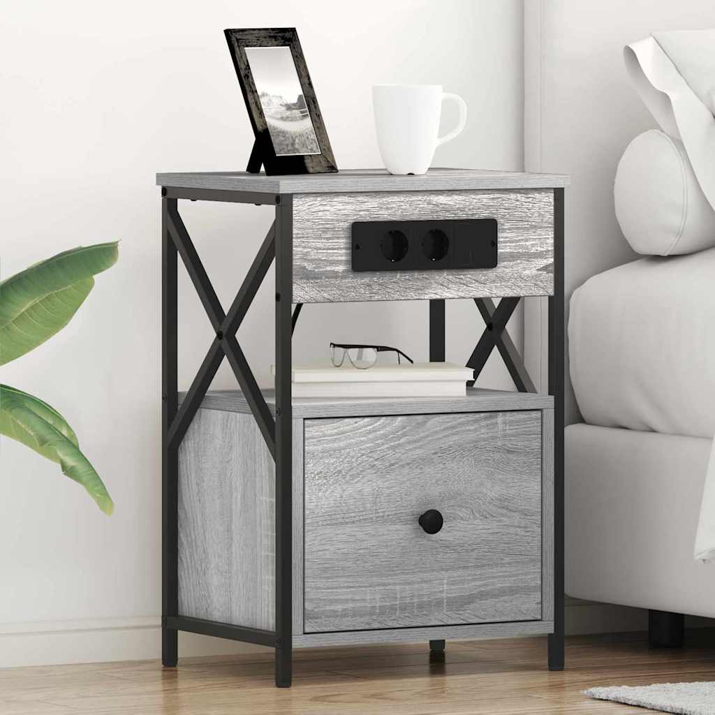 Κομοδίνο με συρτάρι 2 pcs Γκρίζο Σονομα 40 x 31 x 60 εκ. - Pakobazaar