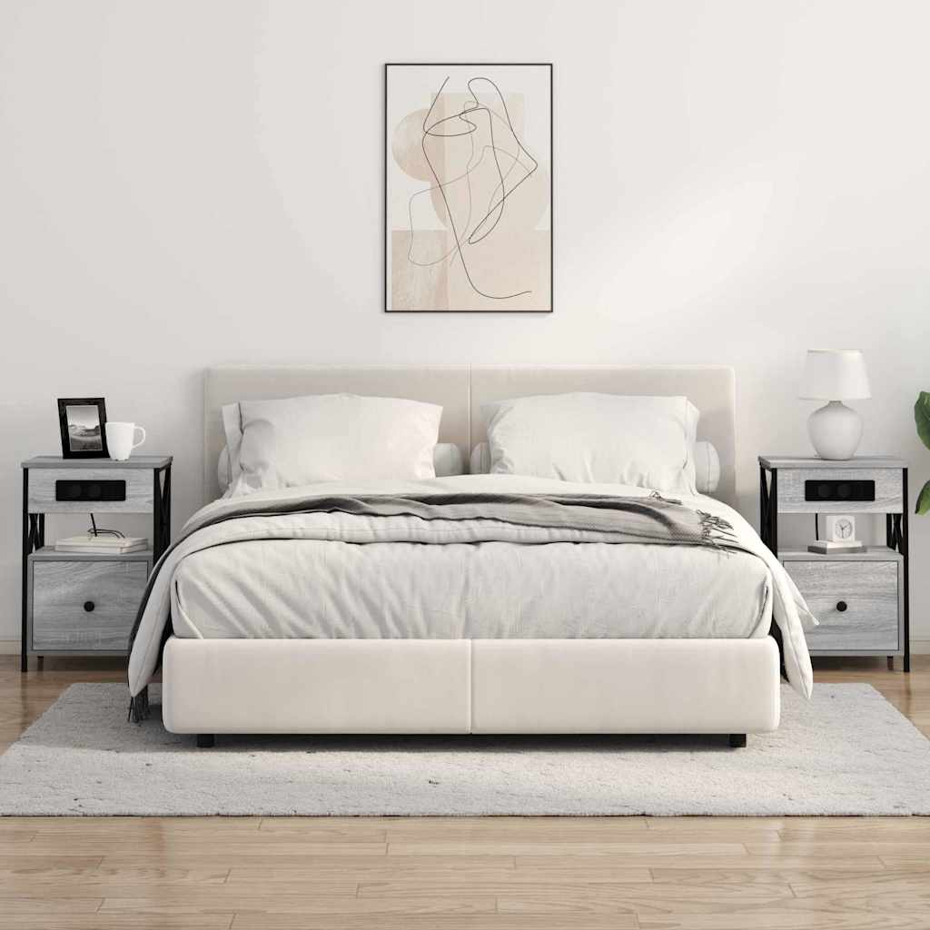 Κομοδίνο με συρτάρι 2 pcs Γκρίζο Σονομα 40 x 31 x 60 εκ. - Pakobazaar