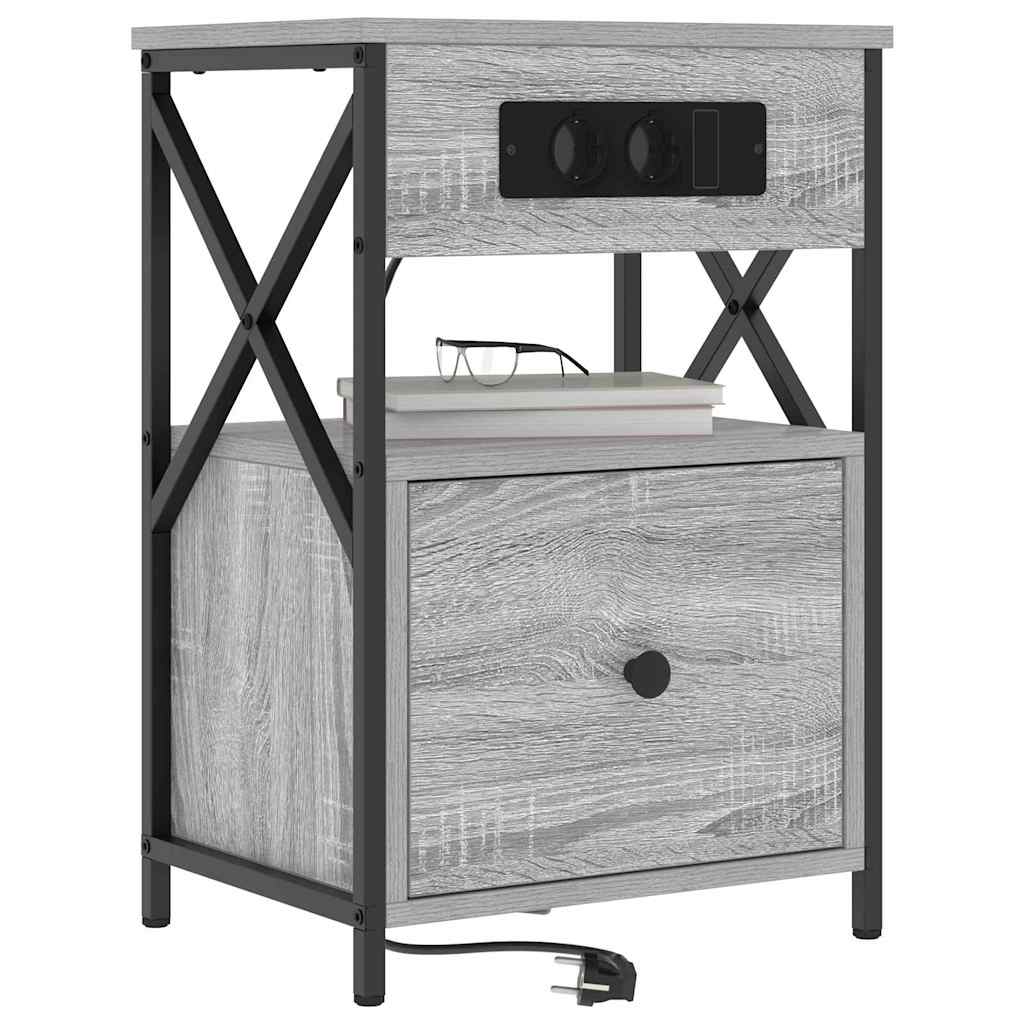 Κομοδίνο με συρτάρι 2 pcs Γκρίζο Σονομα 40 x 31 x 60 εκ. - Pakobazaar