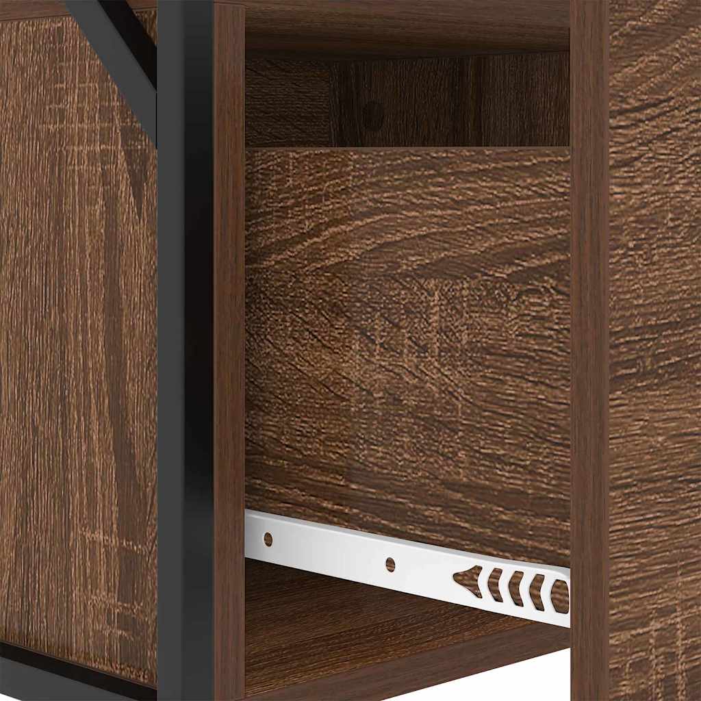 Κομοδίνο 2 pcs Καφέ δρυς 40 x 31 x 60 εκ. Επεξεργασμένο ξύλο - Pakobazaar
