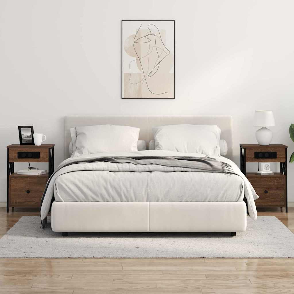 Κομοδίνο 2 pcs Καφέ δρυς 40 x 31 x 60 εκ. Επεξεργασμένο ξύλο - Pakobazaar