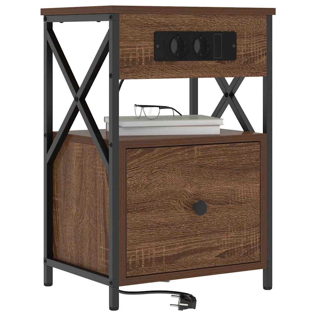 Κομοδίνο 2 pcs Καφέ δρυς 40 x 31 x 60 εκ. Επεξεργασμένο ξύλο - Pakobazaar