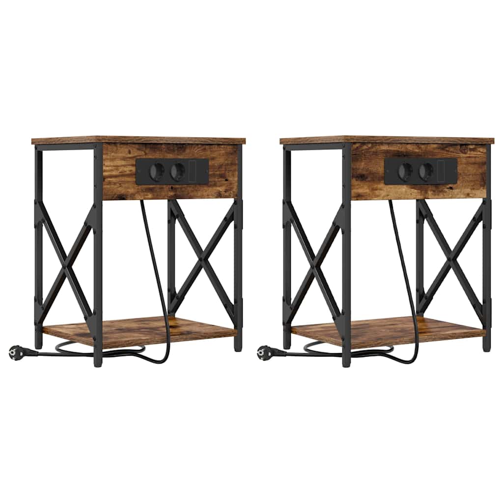 Κομοδίνο 2 pcs Καπνιστό Δρύς 41 x 31 x 51 εκ. - Pakobazaar