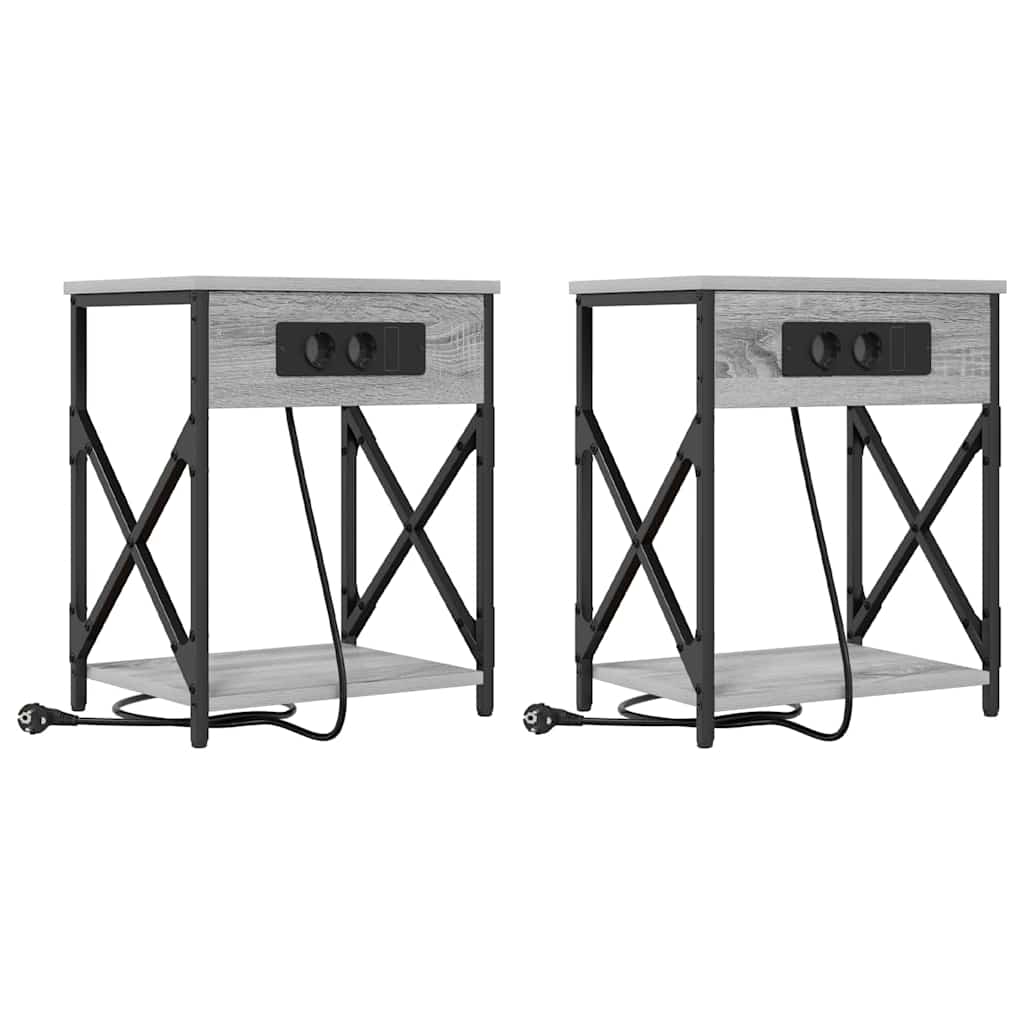 Κομοδίνο 2 pcs Γκρίζο Σονομα 41 x 31 x 51 εκ. - Pakobazaar