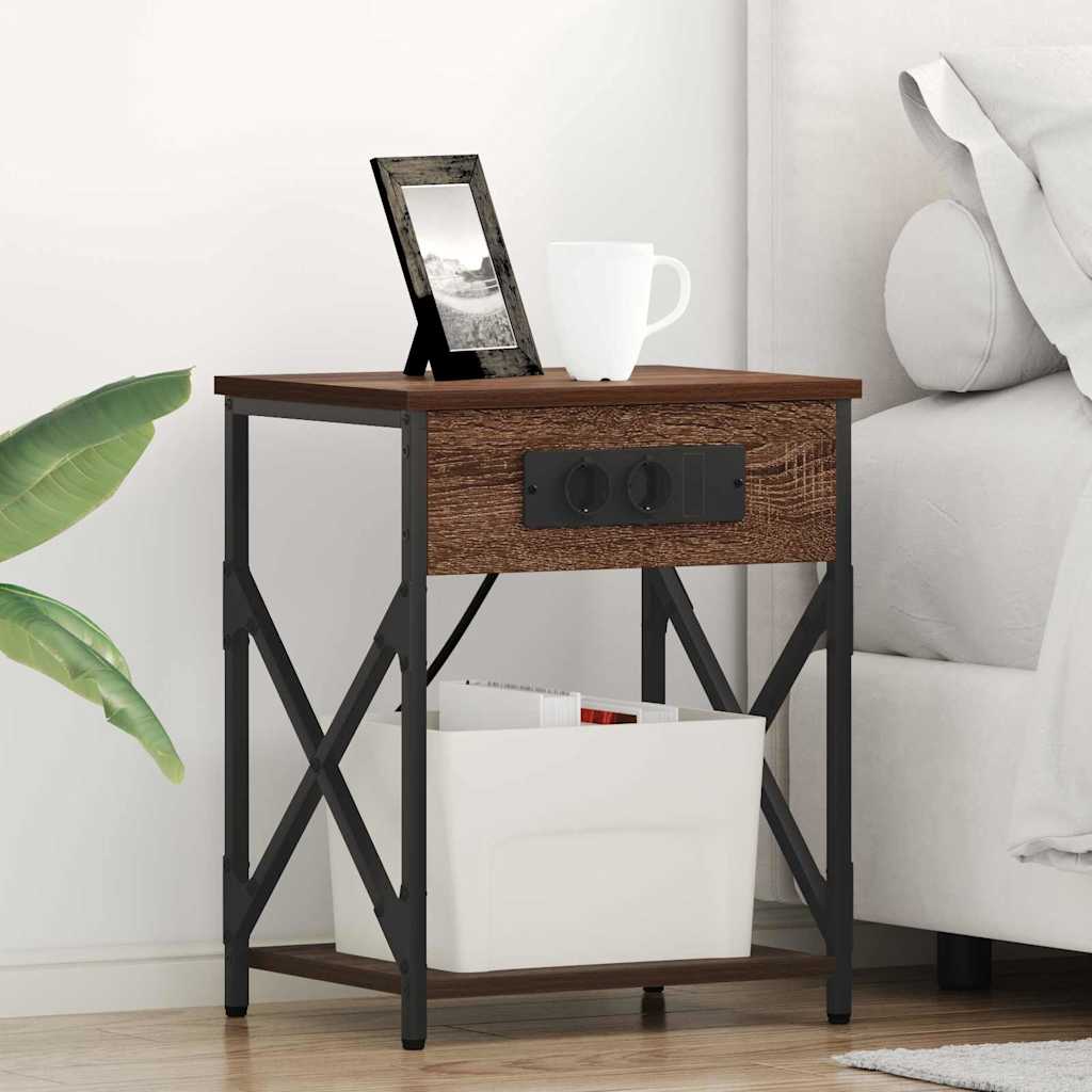 Κομοδίνο 2 pcs Καφέ δρυς 41 x 31 x 51 εκ. Επεξεργασμένο ξύλο - Pakobazaar