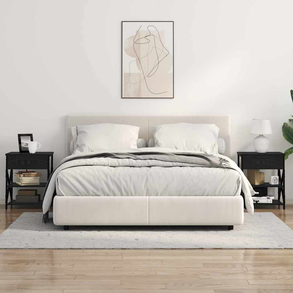 Κομοδίνο 2 pcs Μαύρη Οξυά 41 x 31 x 51 εκ. Επεξεργασμένο ξύλο - Pakobazaar
