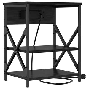 Κομοδίνο 2 pcs Μαύρη Οξυά 41 x 31 x 51 εκ. Επεξεργασμένο ξύλο - Pakobazaar