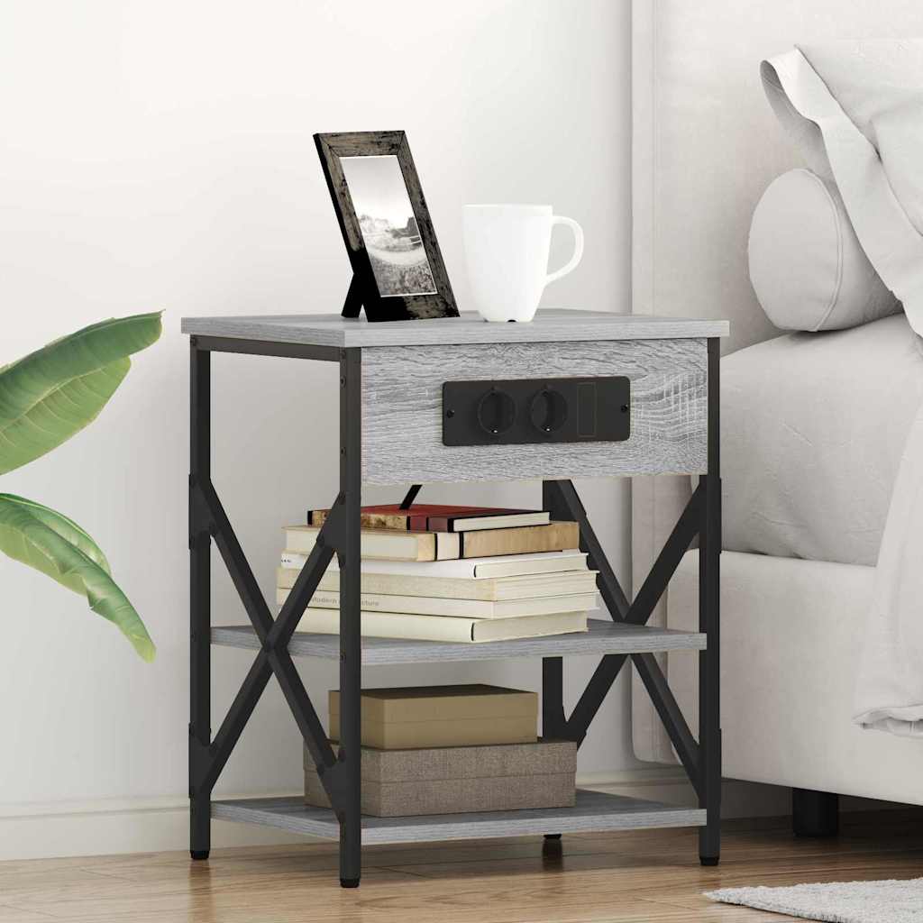 Κομοδίνο με ράφι 2 pcs Γκρίζο Σονομα 41 x 31 x 51 εκ. - Pakobazaar