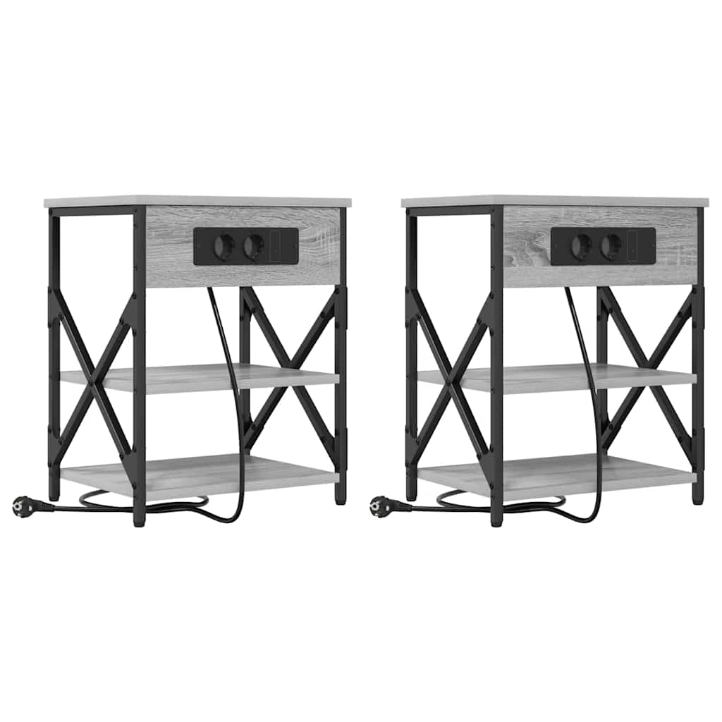 Κομοδίνο με ράφι 2 pcs Γκρίζο Σονομα 41 x 31 x 51 εκ. - Pakobazaar
