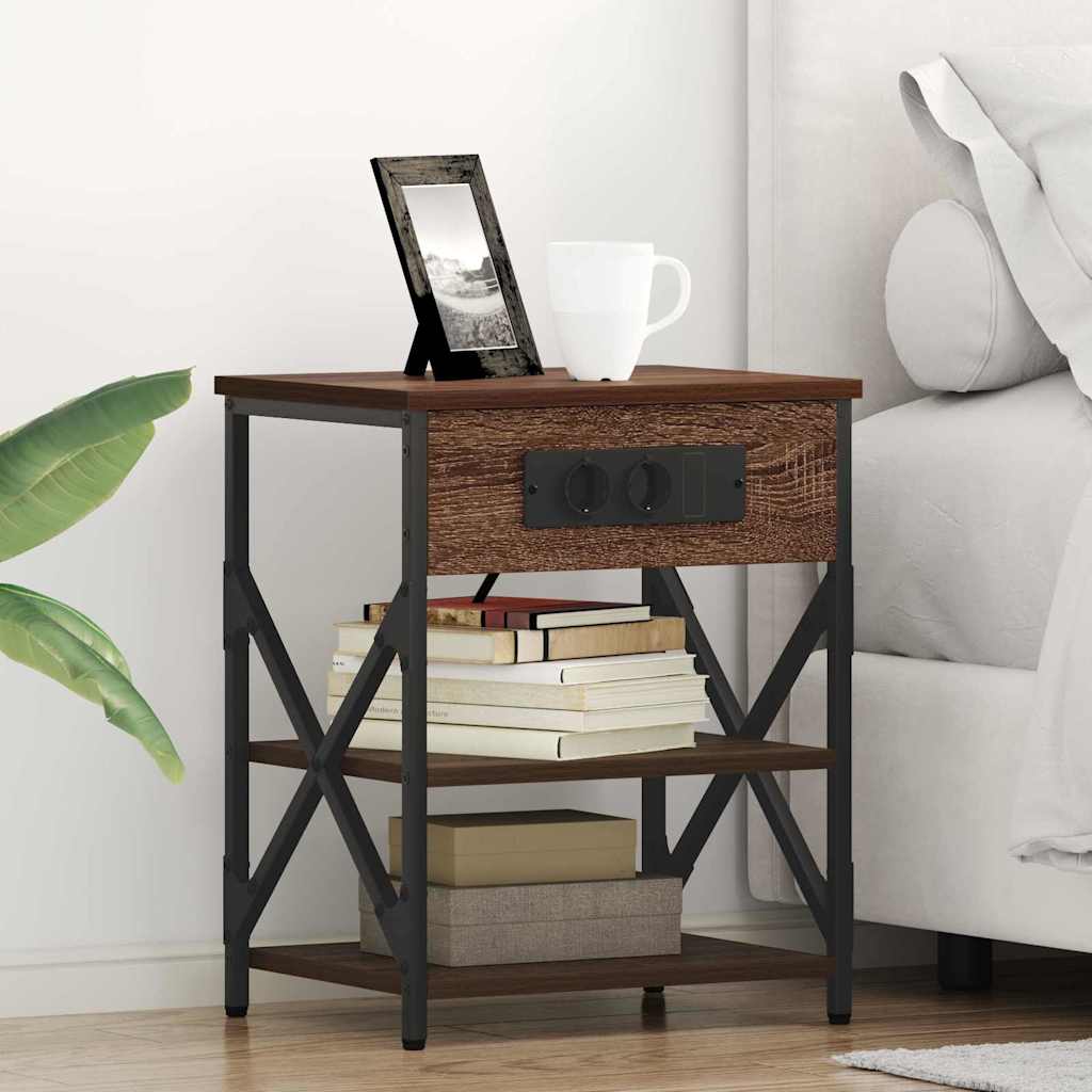 Κομοδίνο 2 pcs Καφέ δρυς 41 x 31 x 51 εκ. Επεξεργασμένο ξύλο - Pakobazaar