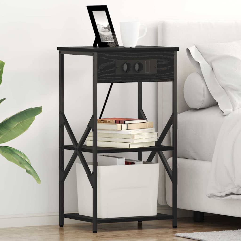 Κομοδίνο 2 pcs Μαύρη Οξυά 41 x 31 x 76 εκ. Επεξεργασμένο ξύλο - Pakobazaar