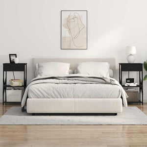 Κομοδίνο 2 pcs Μαύρη Οξυά 41 x 31 x 76 εκ. Επεξεργασμένο ξύλο - Pakobazaar