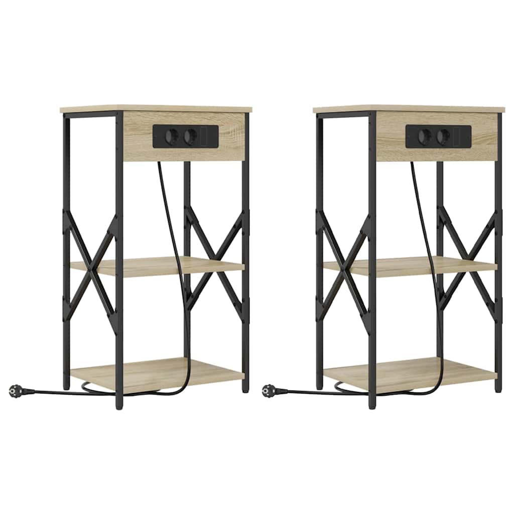 Κομοδίνο 2 pcs Δρύς Sonoma 41 x 31 x 76 εκ. Επεξεργασμένο ξύλο - Pakobazaar