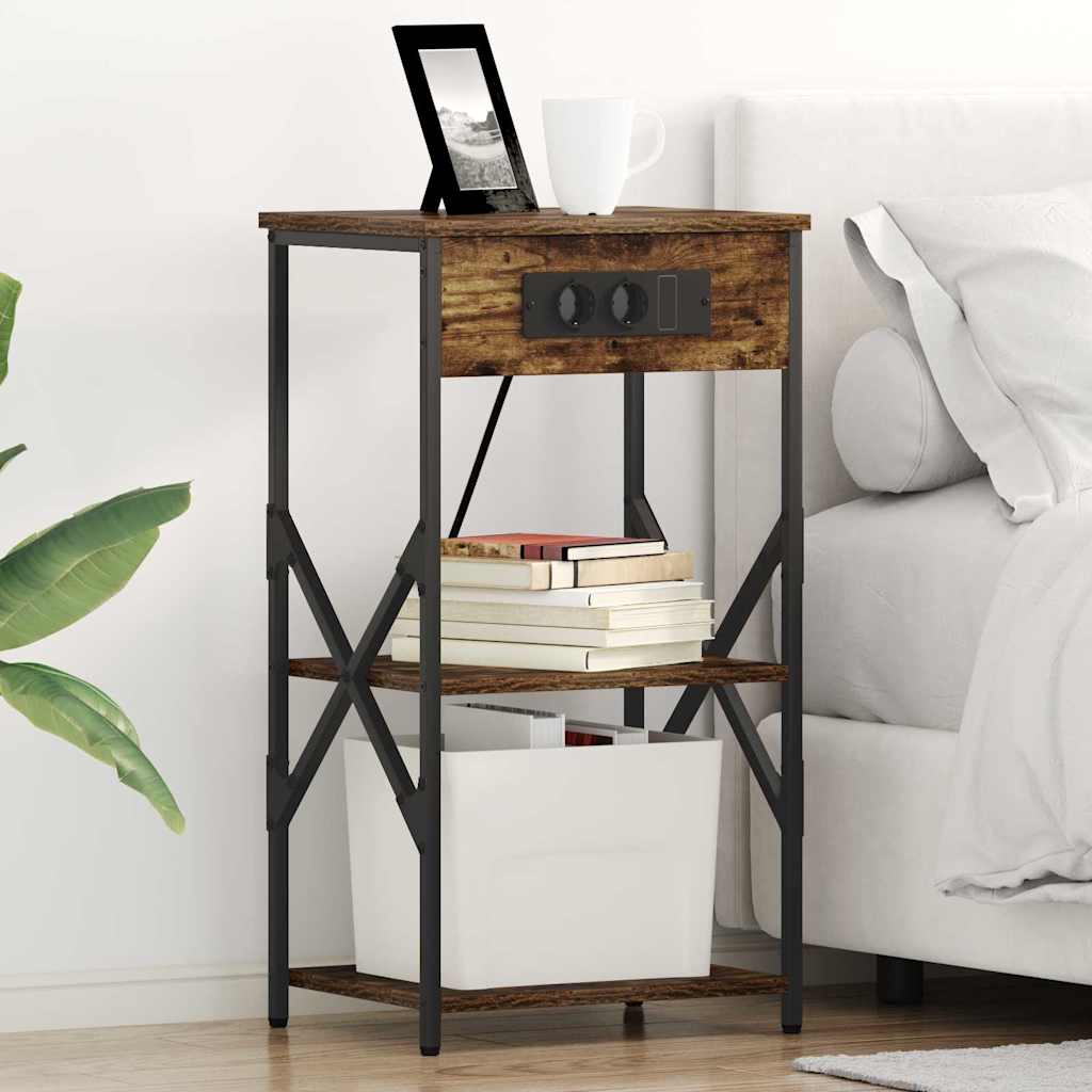 Κομοδίνο με ράφι 2 pcs Καπνιστό Δρύς 41 x 31 x 76 εκ. - Pakobazaar