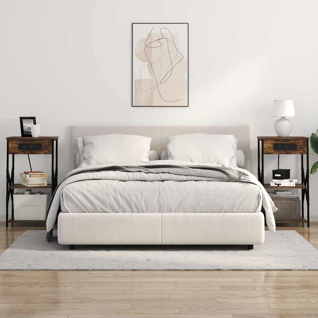 Κομοδίνο με ράφι 2 pcs Καπνιστό Δρύς 41 x 31 x 76 εκ. - Pakobazaar