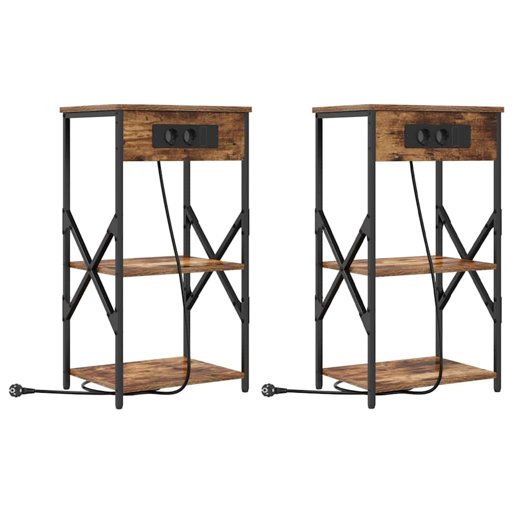 Κομοδίνο με ράφι 2 pcs Καπνιστό Δρύς 41 x 31 x 76 εκ. - Pakobazaar