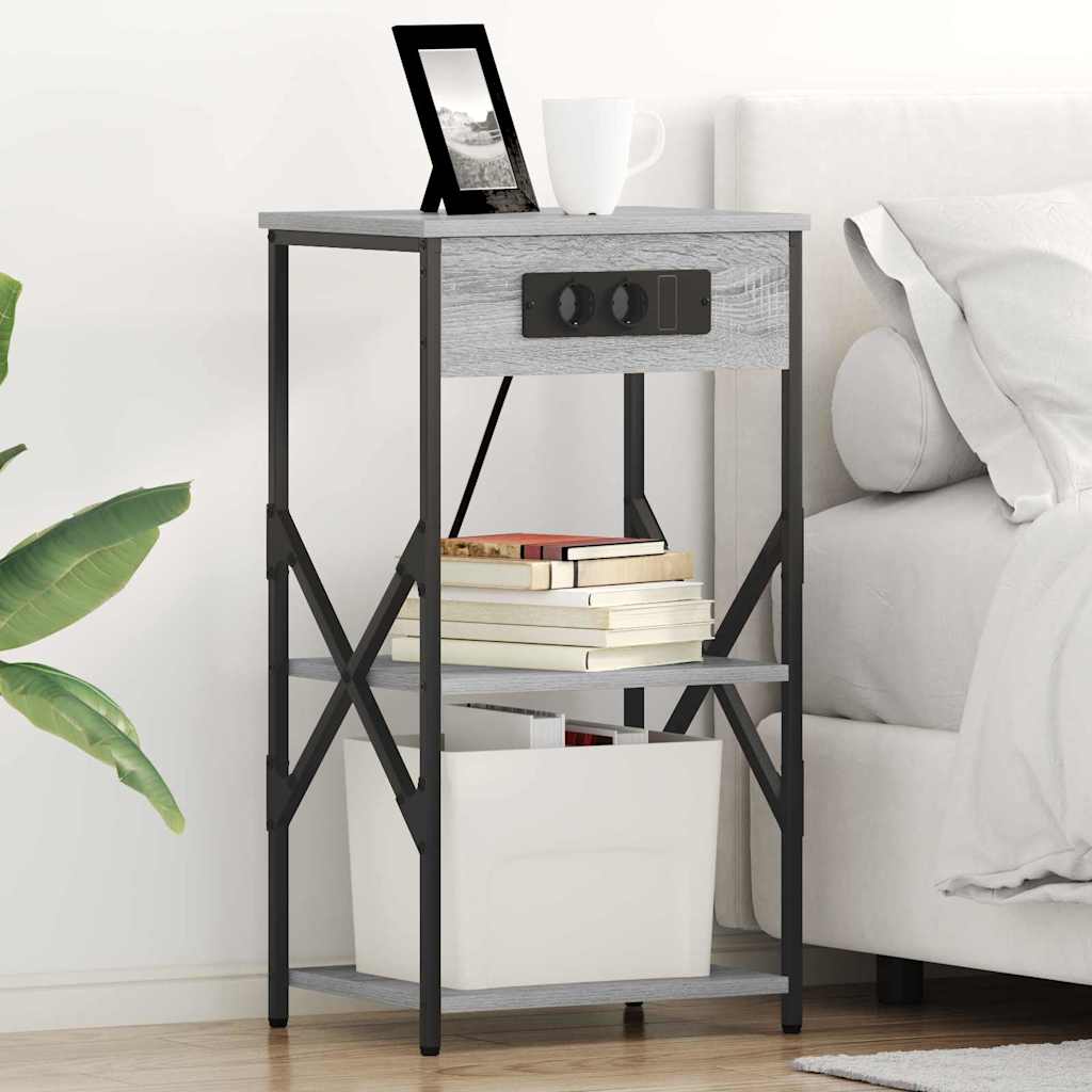 Κομοδίνο με ράφι 2 pcs Γκρίζο Σονομα 41 x 31 x 76 εκ. - Pakobazaar
