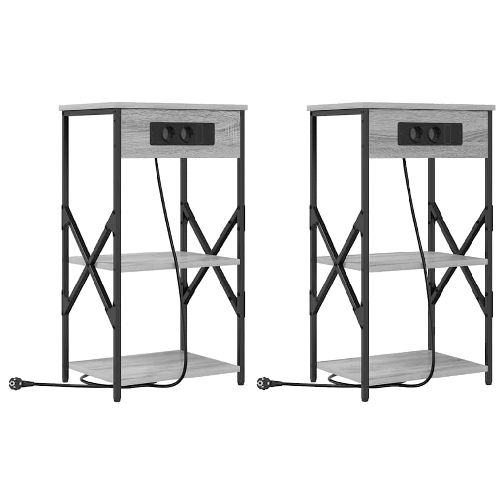 Κομοδίνο με ράφι 2 pcs Γκρίζο Σονομα 41 x 31 x 76 εκ. - Pakobazaar