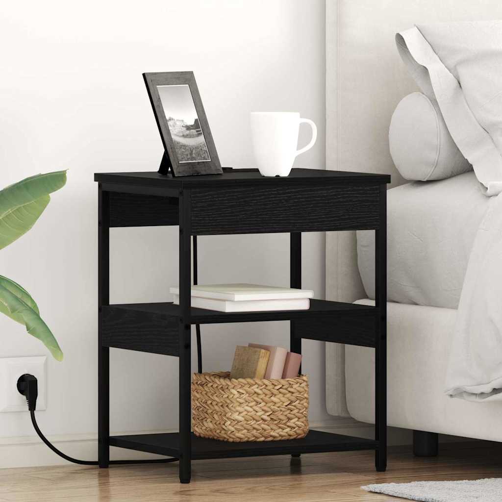 Κομοδίνο 2 pcs Μαύρη Οξυά 41 x 31 x 51 εκ. Επεξεργασμένο ξύλο - Pakobazaar