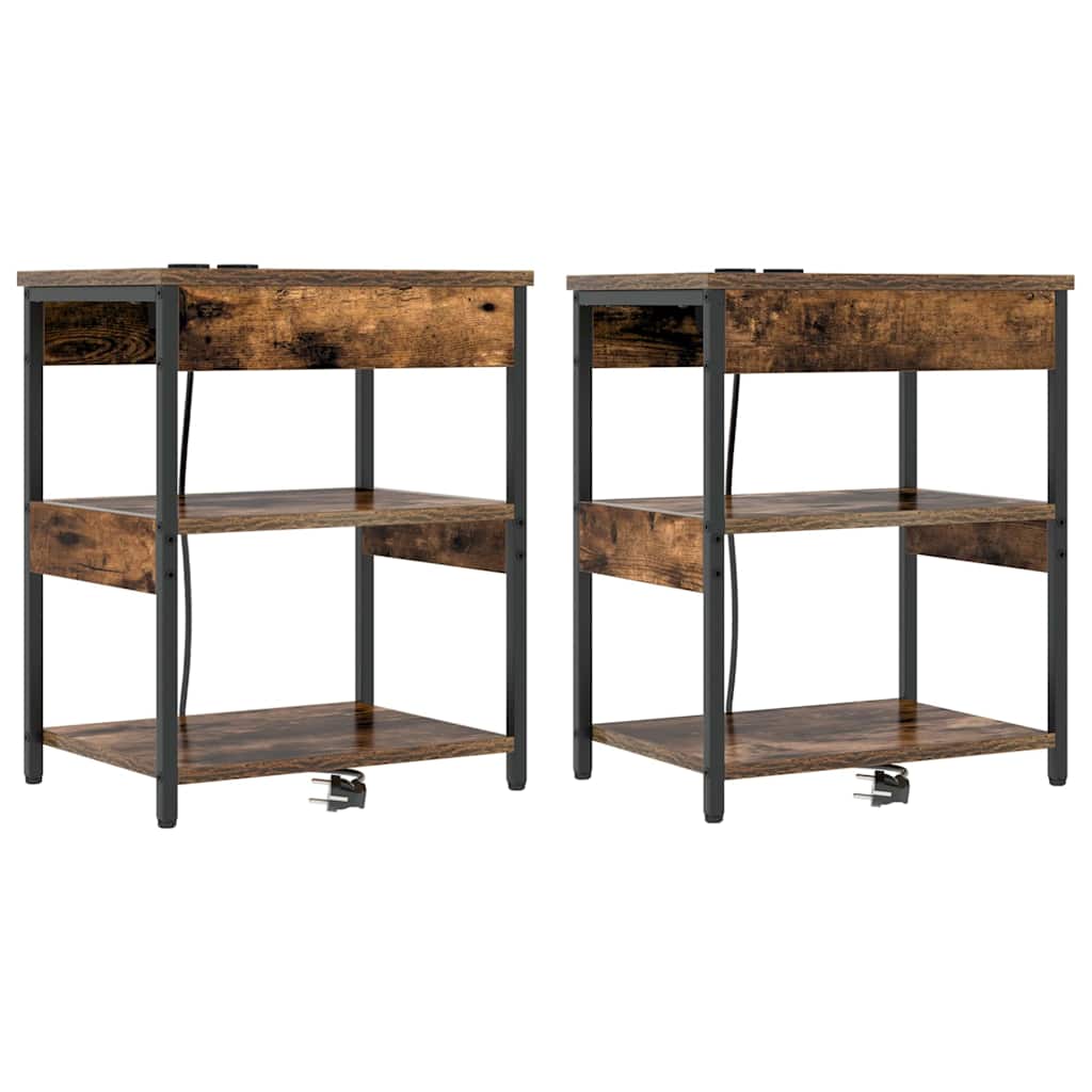 Κομοδίνο 2 pcs Καπνιστό Δρύς 41 x 31 x 51 εκ. - Pakobazaar