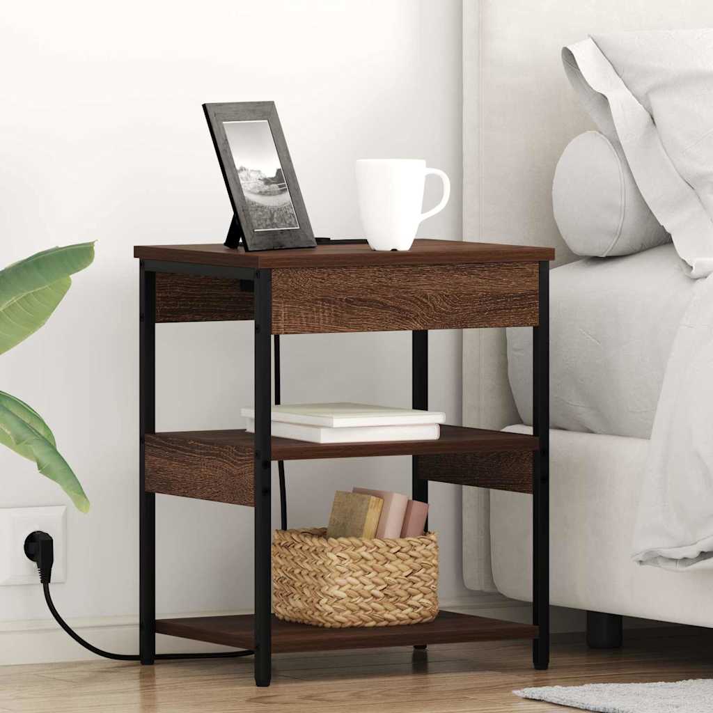 Κομοδίνο 2 pcs Καφέ δρυς 41 x 31 x 51 εκ. Επεξεργασμένο ξύλο - Pakobazaar