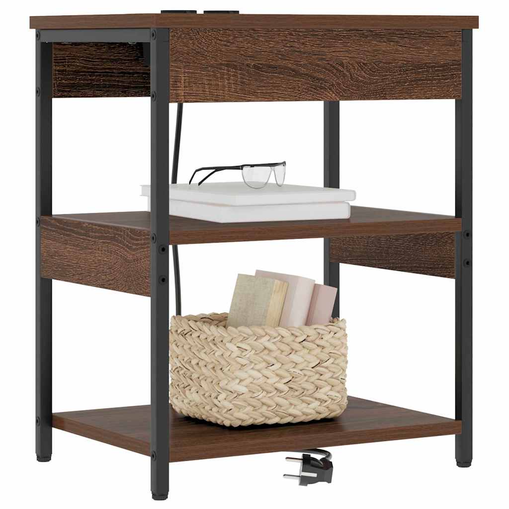 Κομοδίνο 2 pcs Καφέ δρυς 41 x 31 x 51 εκ. Επεξεργασμένο ξύλο - Pakobazaar