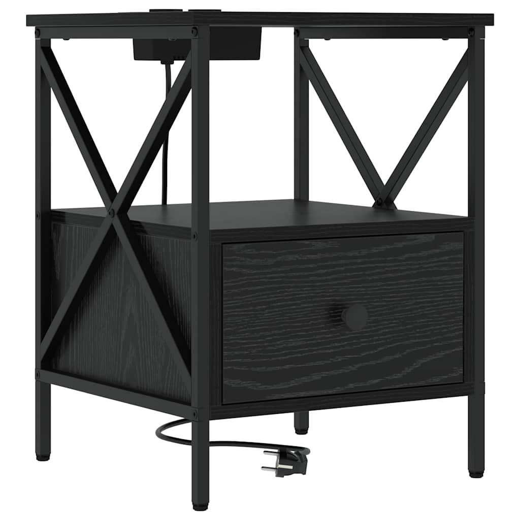 Κομοδίνο με συρτάρι 2 pcs Μαύρη Οξυά 41,5 x 40,5 x 55 εκ. - Pakobazaar