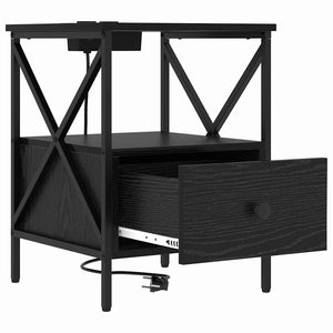 Κομοδίνο με συρτάρι 2 pcs Μαύρη Οξυά 41,5 x 40,5 x 55 εκ. - Pakobazaar