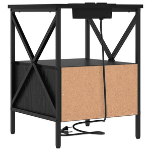 Κομοδίνο με συρτάρι 2 pcs Μαύρη Οξυά 41,5 x 40,5 x 55 εκ. - Pakobazaar