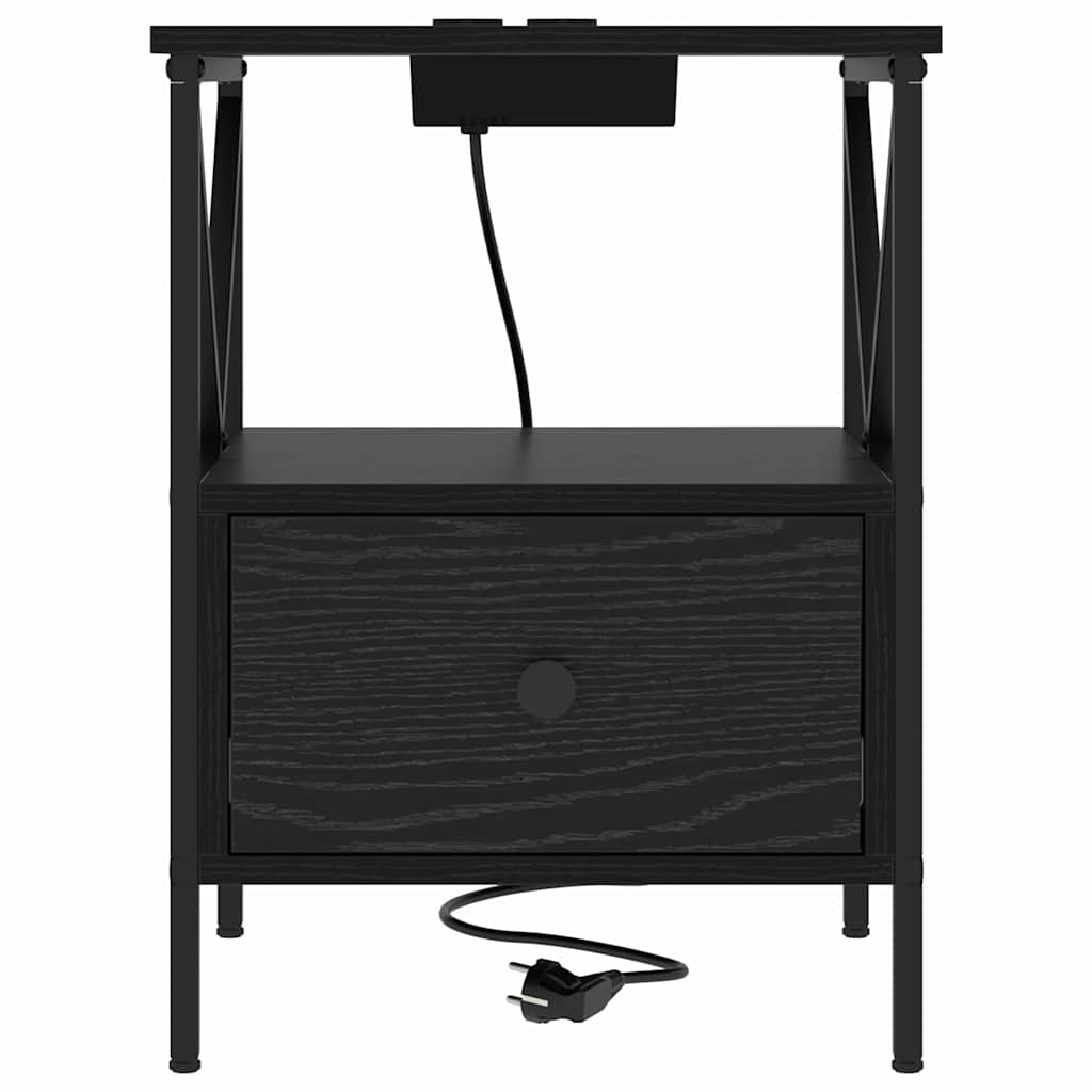 Κομοδίνο με συρτάρι 2 pcs Μαύρη Οξυά 41,5 x 40,5 x 55 εκ. - Pakobazaar
