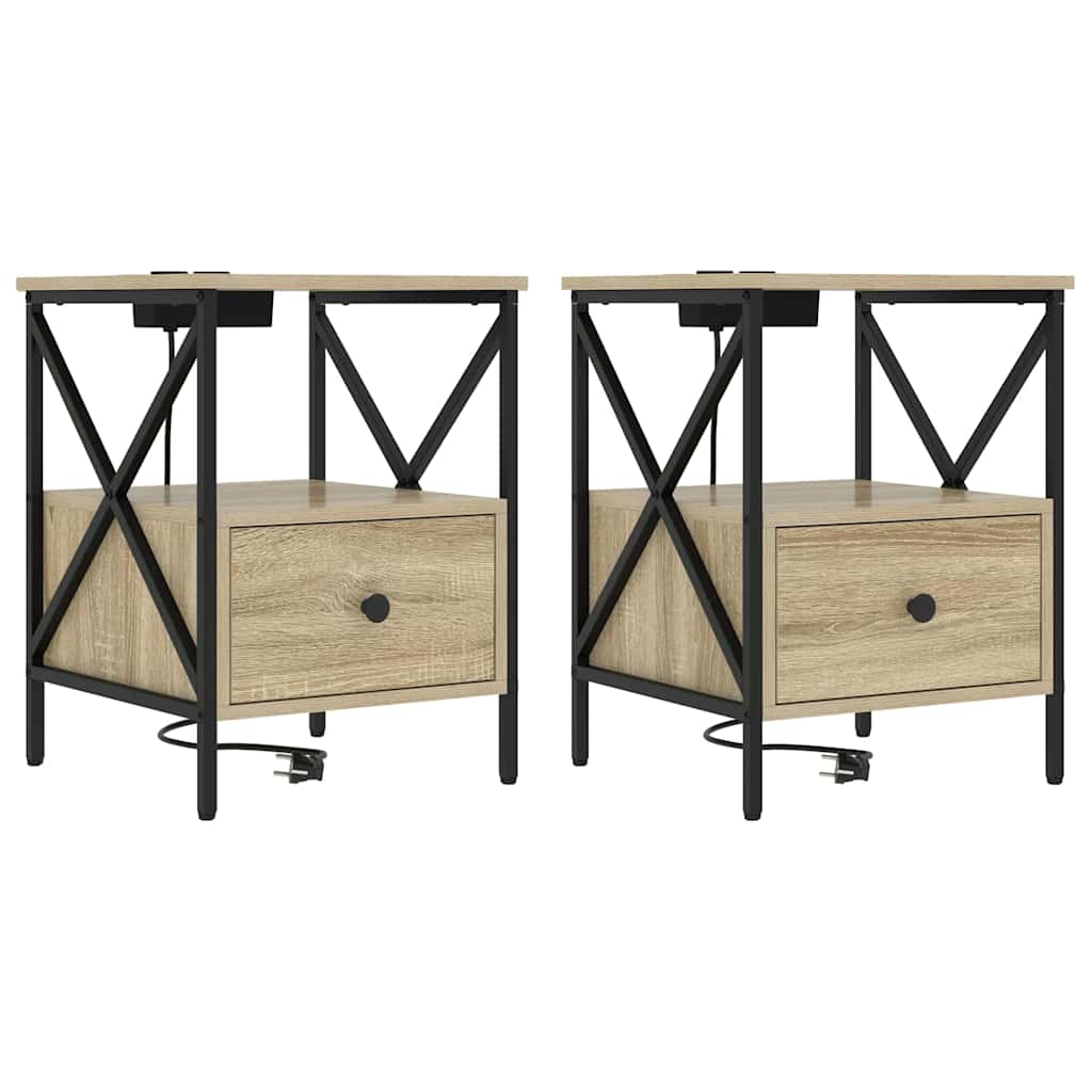 Κομοδίνο με συρτάρι 2 pcs Δρύς Sonoma 41,5 x 40,5 x 55 εκ. - Pakobazaar