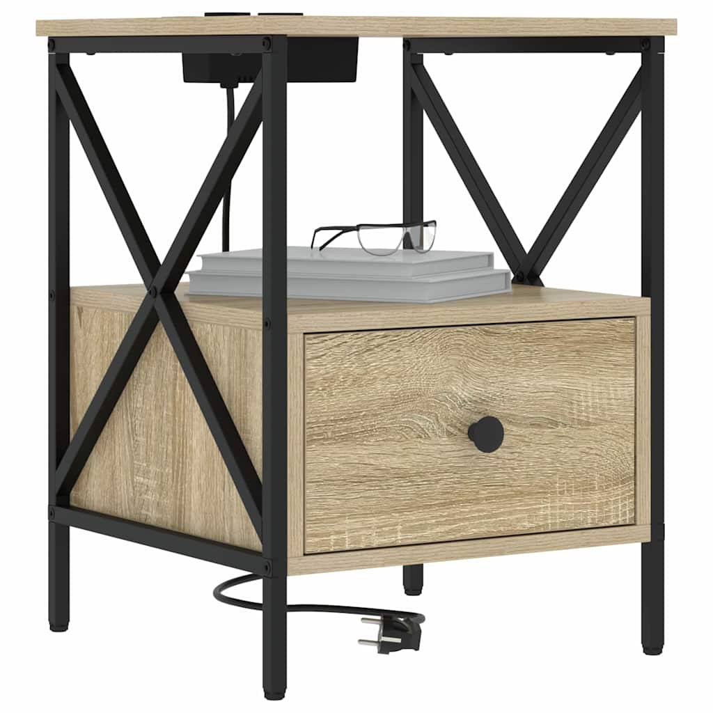 Κομοδίνο με συρτάρι 2 pcs Δρύς Sonoma 41,5 x 40,5 x 55 εκ. - Pakobazaar