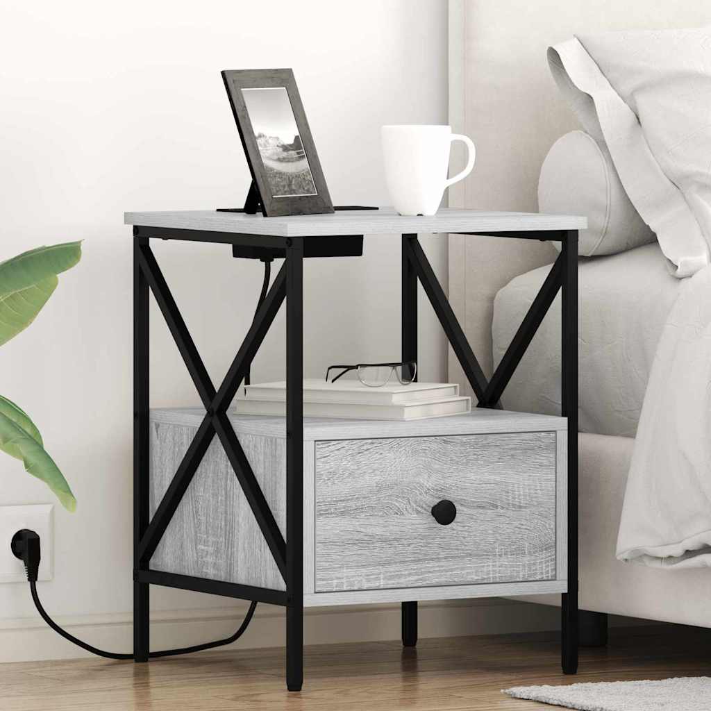 Κομοδίνο με συρτάρι 2 pcs Γκρίζο Σονομα 41,5 x 40,5 x 55 εκ. - Pakobazaar