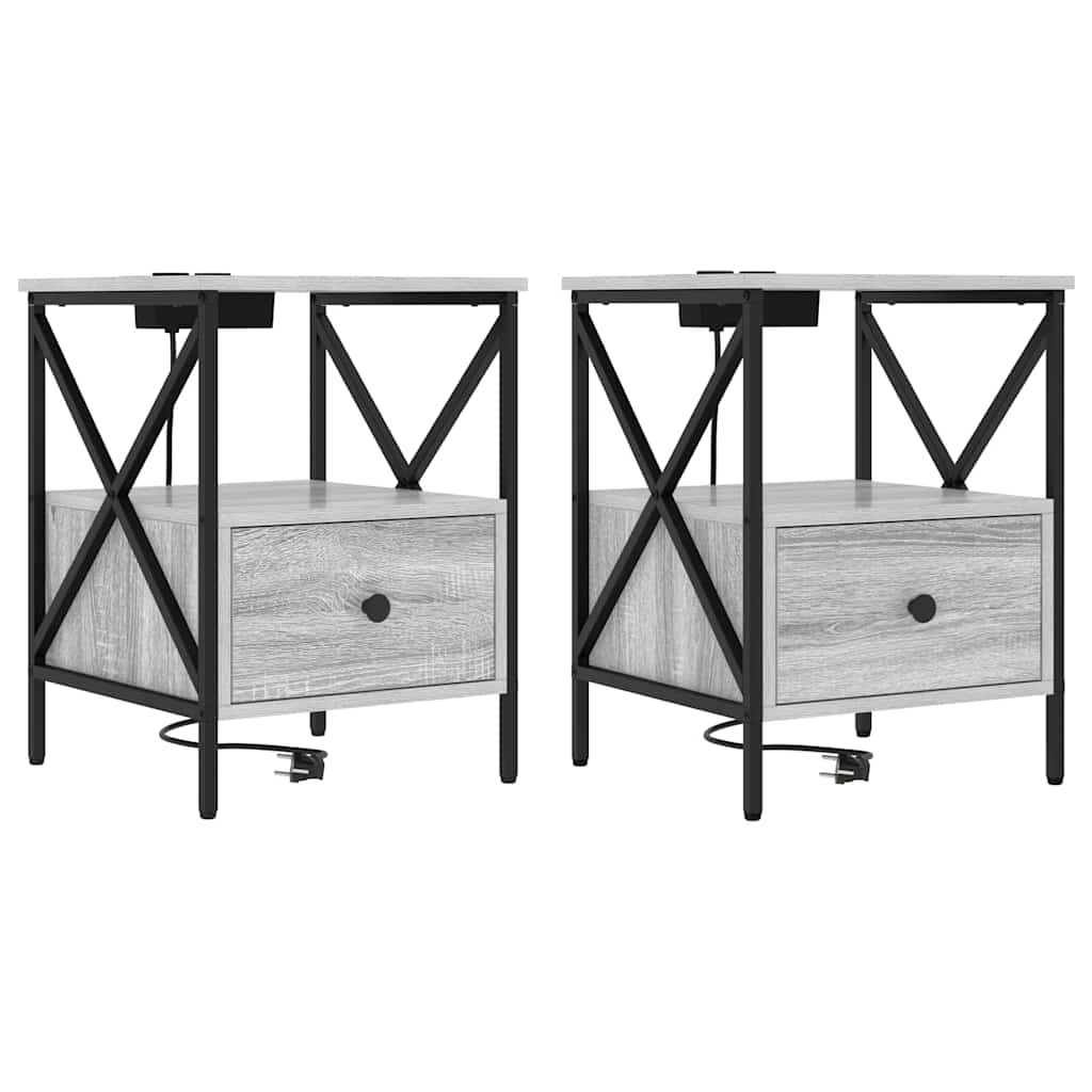 Κομοδίνο με συρτάρι 2 pcs Γκρίζο Σονομα 41,5 x 40,5 x 55 εκ. - Pakobazaar