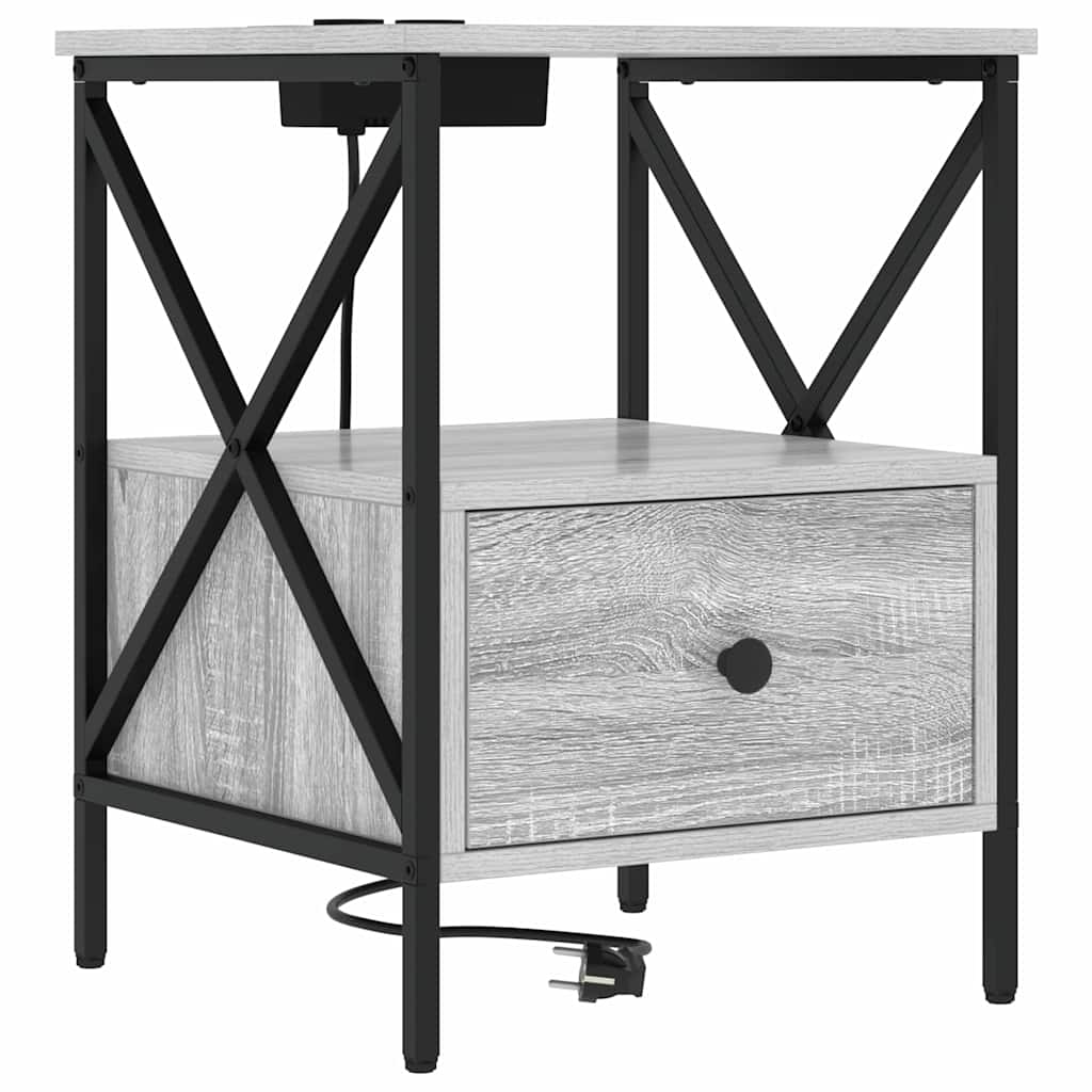 Κομοδίνο με συρτάρι 2 pcs Γκρίζο Σονομα 41,5 x 40,5 x 55 εκ. - Pakobazaar