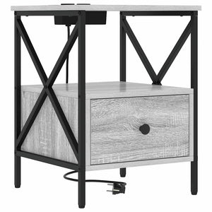 Κομοδίνο με συρτάρι 2 pcs Γκρίζο Σονομα 41,5 x 40,5 x 55 εκ. - Pakobazaar