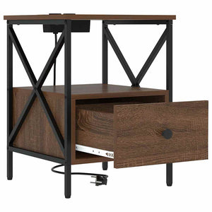 Κομοδίνο με συρτάρι 2 pcs Καφέ δρυς 41,5 x 40,5 x 55 εκ. - Pakobazaar