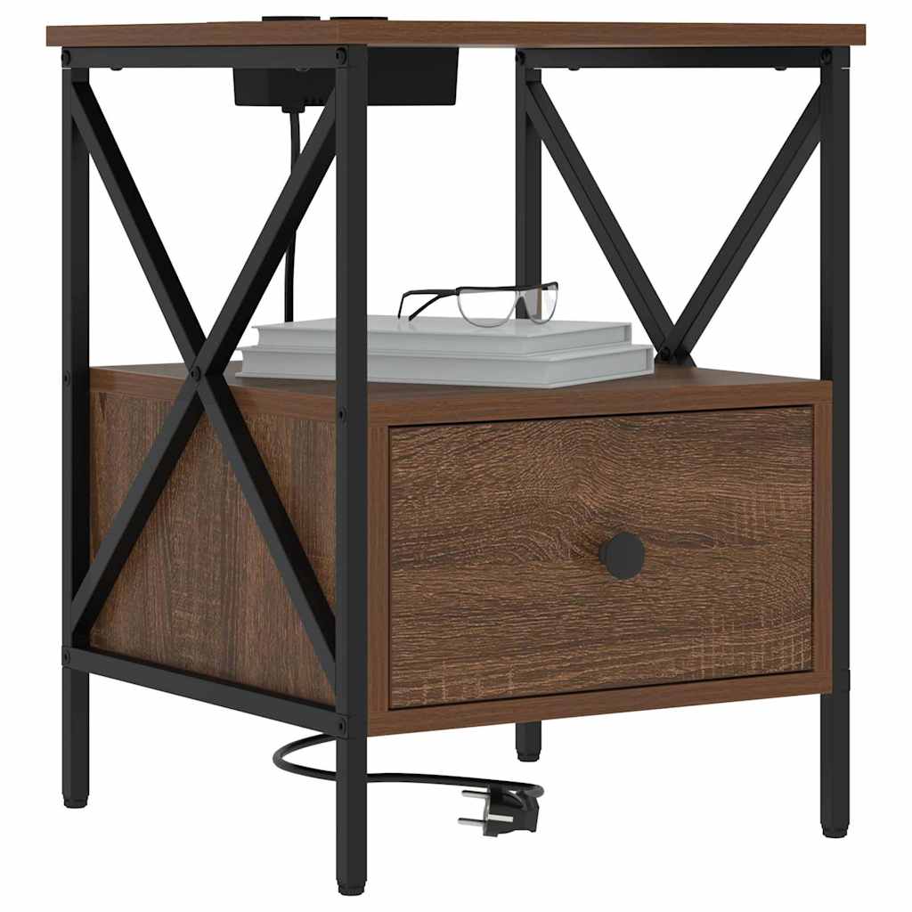 Κομοδίνο με συρτάρι 2 pcs Καφέ δρυς 41,5 x 40,5 x 55 εκ. - Pakobazaar