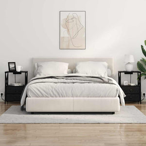 Κομοδίνο 2 pcs Μαύρη Οξυά 40 x 31 x 60 εκ. Επεξεργασμένο ξύλο - Pakobazaar