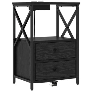 Κομοδίνο 2 pcs Μαύρη Οξυά 40 x 31 x 60 εκ. Επεξεργασμένο ξύλο - Pakobazaar
