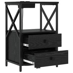 Κομοδίνο 2 pcs Μαύρη Οξυά 40 x 31 x 60 εκ. Επεξεργασμένο ξύλο - Pakobazaar