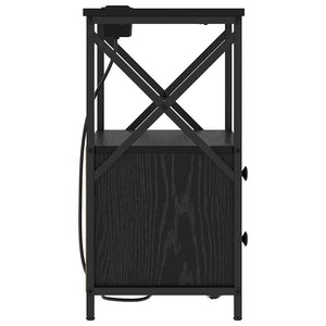 Κομοδίνο 2 pcs Μαύρη Οξυά 40 x 31 x 60 εκ. Επεξεργασμένο ξύλο - Pakobazaar