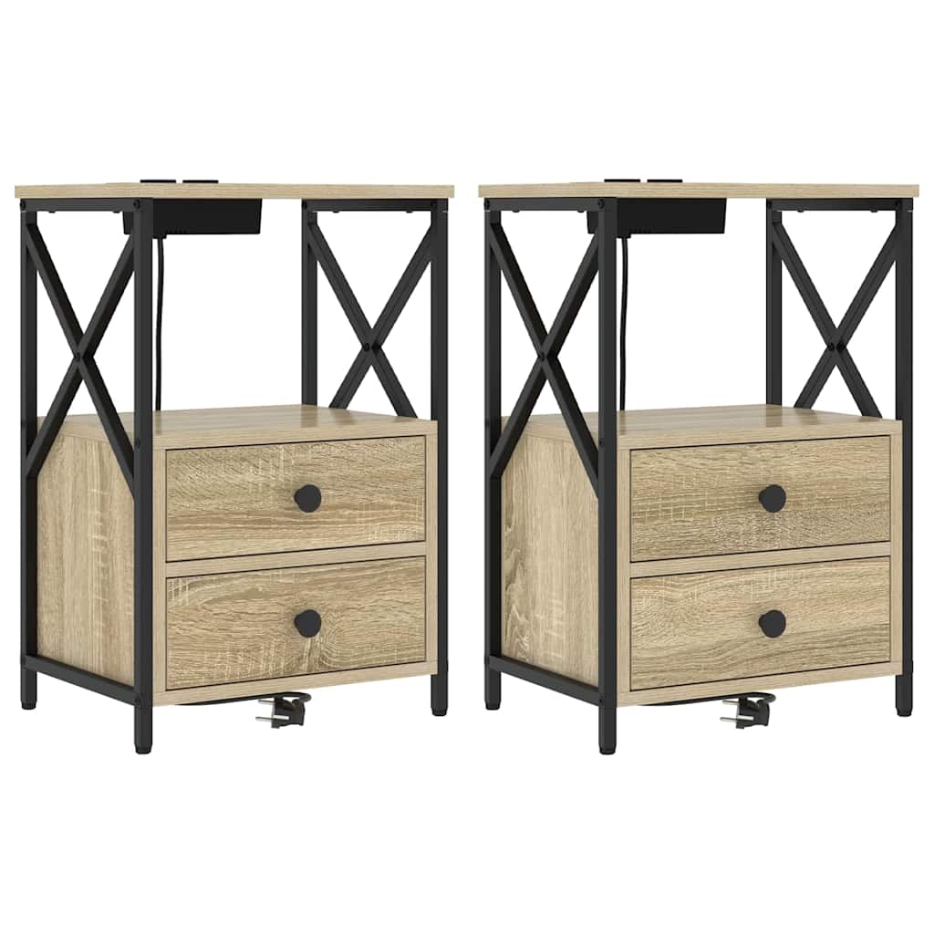 Κομοδίνο 2 pcs Δρύς Sonoma 40 x 31 x 60 εκ. Επεξεργασμένο ξύλο - Pakobazaar