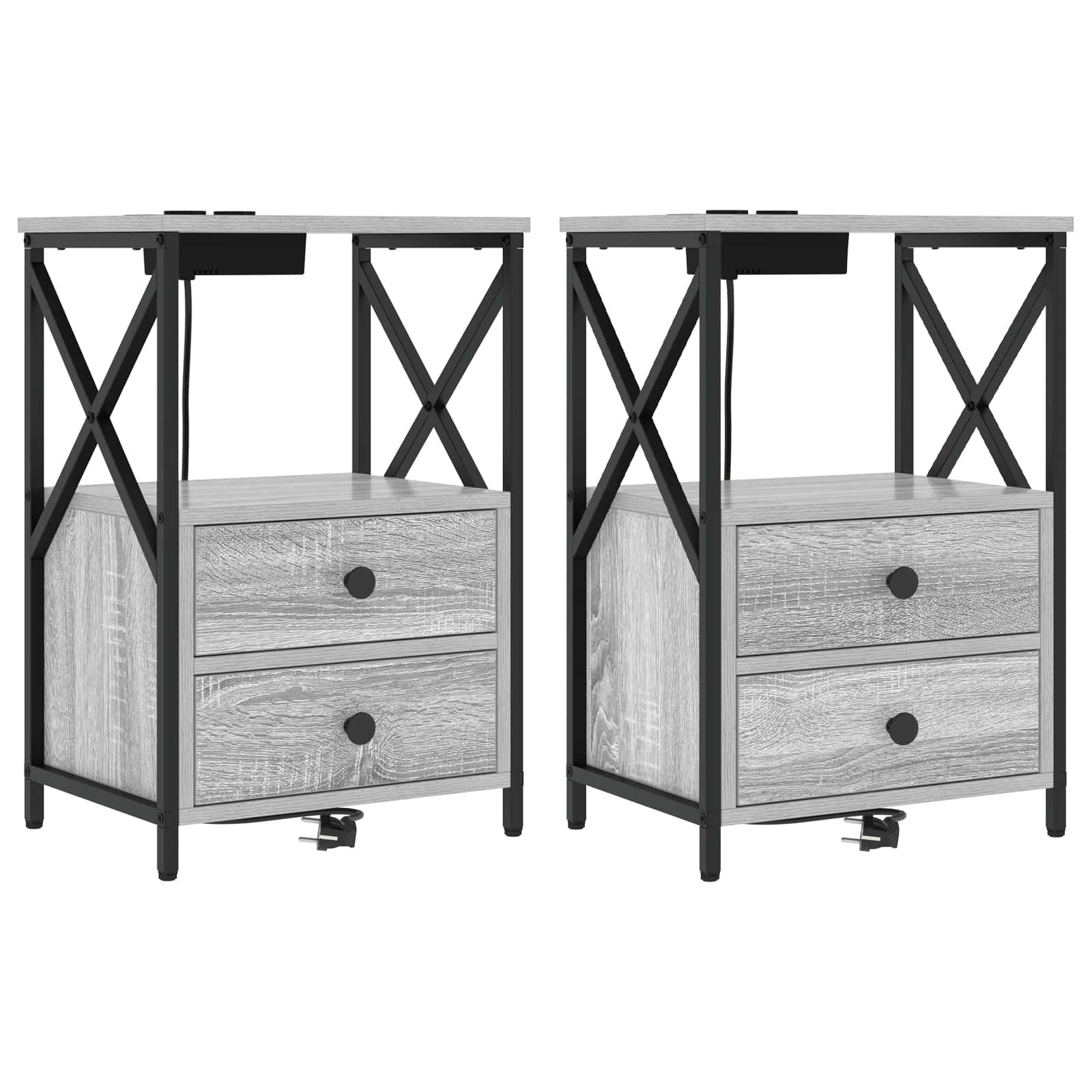 Κομοδίνο με συρτάρι 2 pcs Γκρίζο Σονομα 40 x 31 x 60 εκ. - Pakobazaar