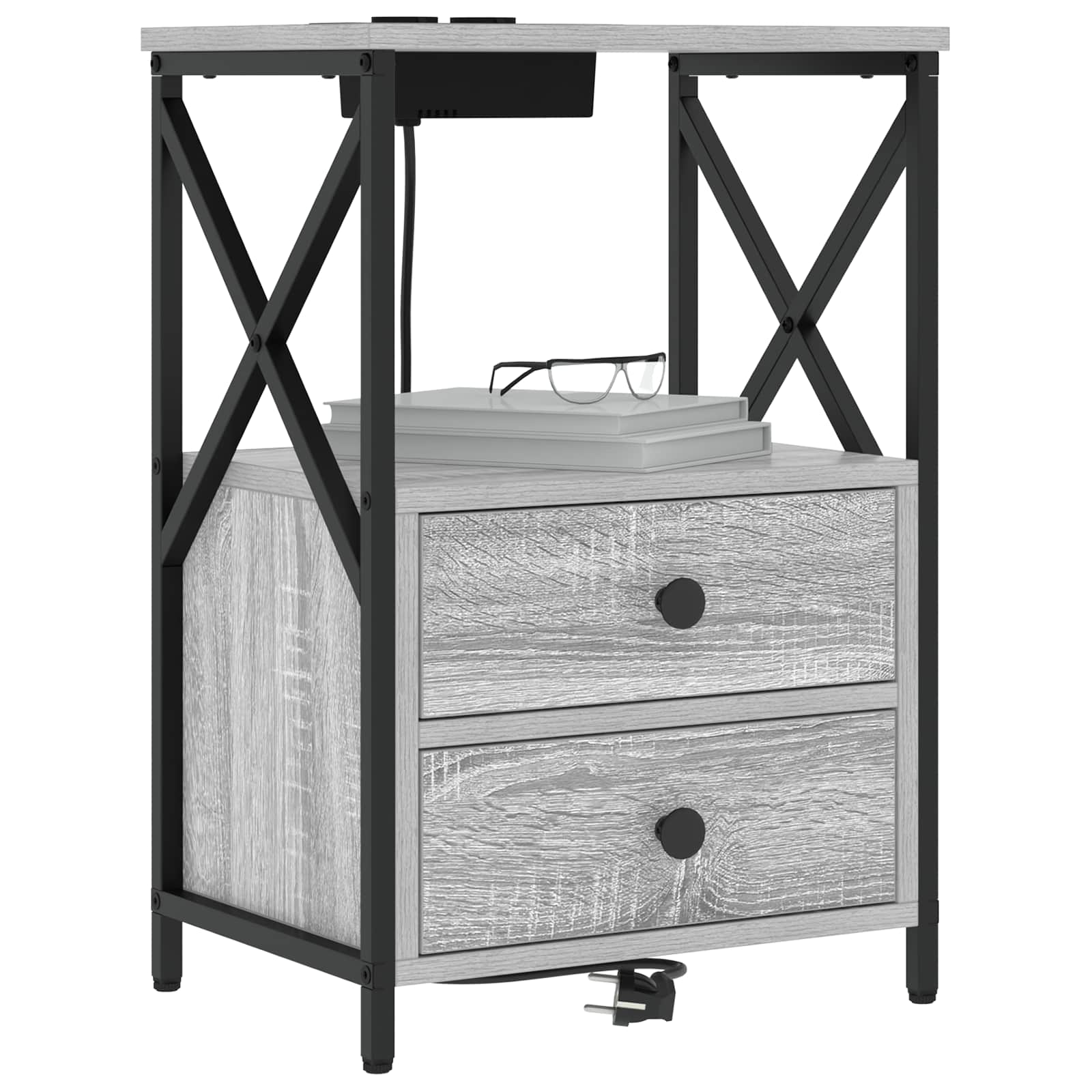 Κομοδίνο με συρτάρι 2 pcs Γκρίζο Σονομα 40 x 31 x 60 εκ. - Pakobazaar