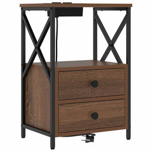 Κομοδίνο 2 pcs Καφέ δρυς 40 x 31 x 60 εκ. Επεξεργασμένο ξύλο - Pakobazaar