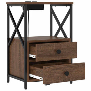 Κομοδίνο 2 pcs Καφέ δρυς 40 x 31 x 60 εκ. Επεξεργασμένο ξύλο - Pakobazaar