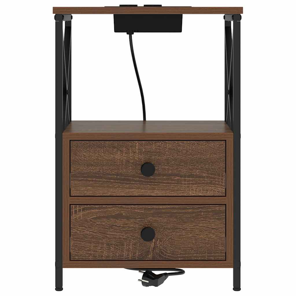 Κομοδίνο 2 pcs Καφέ δρυς 40 x 31 x 60 εκ. Επεξεργασμένο ξύλο - Pakobazaar